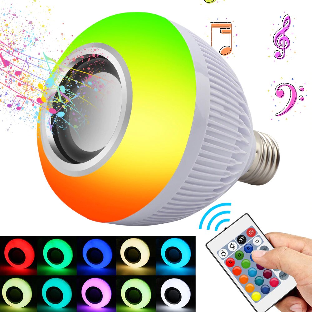 Ampolletas Led Rgb Parlante Bluetooth Control Remoto