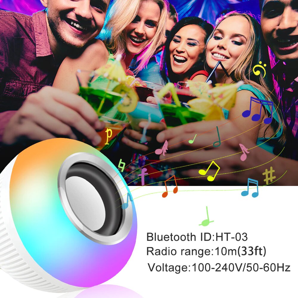 Ampolletas Led Rgb Parlante Bluetooth Control Remoto